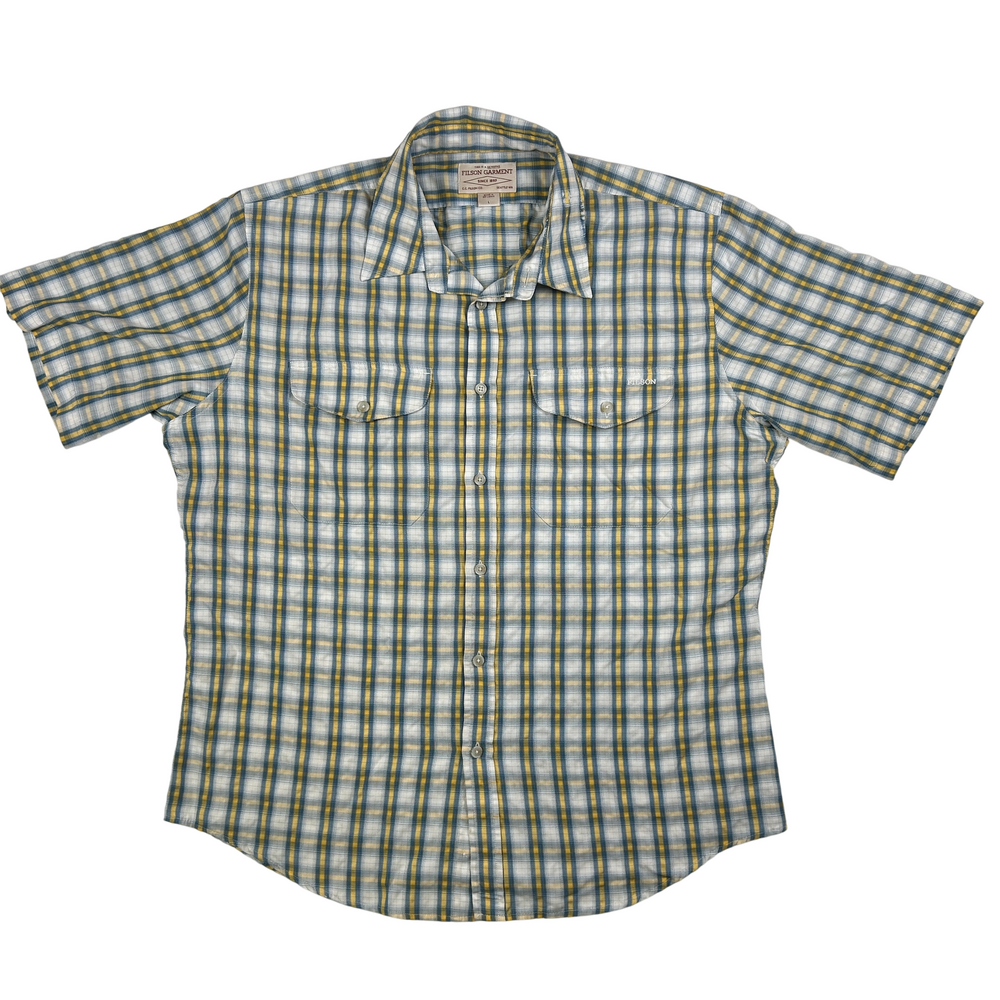 Filson Shirt Mens Large Plaid Short Sleeve Button Down Outdoor Workwear